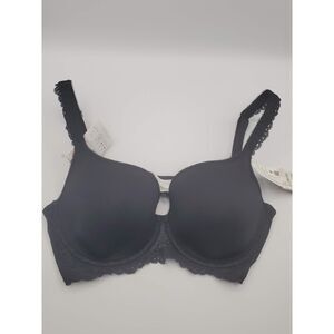 Simone Perele Caressence Size 32F Black Plunge Underwire Bra New 12J316